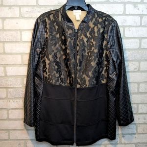 Chico's jacket, faux leather& lace, size 3.